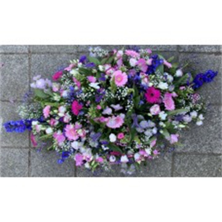Langwerpige Rouwdecoratie Roze/Blauw/Wit